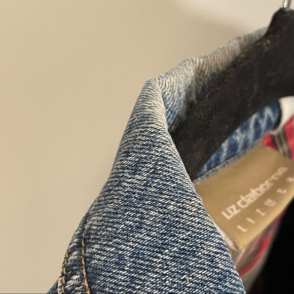 Vintage Liz Claiborne Toggle Heavy Plaid Lined 100% Cotton Jean Jacket Coat Sz M - Picture 16 of 16